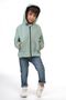 Boy's Mint Green Lined Water and Windproof Hooded Double Zipper Raincoat - 2
