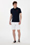 Men's Slim Fit Polo Neck Navy Blue Basic T-Shirt 50298011-Vr033 - 4