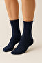 Women's Navy Blue 6-Piece Cotton Boxed Non-Elastic Socks, Diabetic-Friendly, Seamless, Non-Marking, Long, Non-Tightening Socks - 4