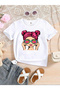 Teddy and Ribbon Printed 3 Pack Black-White-Black Girls T-Shirt - 3
