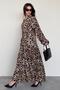 Brown Leopard Print Buttoned Women's Dress Mg2399 - 3