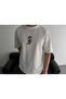 Printed Oversize Crew Neck T-Shirt - White - 2