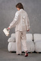 Women's Embroidered Back and Sleeves Floral Accessory Linen Kimono Jacket and Trousers Top and Bottom Set - 7