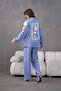 Women's Embroidered Back and Sleeves Floral Accessory Linen Kimono Jacket and Trousers Top and Bottom Set