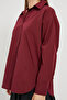 Women's Long Sleeve Loose Basic Summer Claret Red Shirt - 4