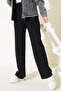 Elastic Waist, Stitched Hem, Flared Leg, Stretch Fabric Trousers