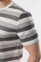 Khaki Crew Neck Striped Men's T-Shirt E7118 - 4