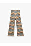 Bürümcük Fabric Patterned High Waist Wide Leg Pants - 4