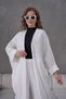 Women's Front Tulle Beaded Flower Embroidered Kimono Cardigan and Pants Bottom Top Set - 5