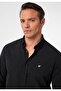 Bibiana Men's Black Regular Fit Long Sleeve Button Collar Linen Look Cotton Shirt - 4