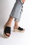 Mosina Wedge Heeled Orthopedic Sole Straw Knitwear Black Women's Slippers - 2