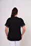 Women's Plus Size Short Sleeve T-Shirt with Stone Print on Front and Sleeve Part - 6