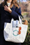100% Cotton Canvas "Everyday Essential" Shopper Embroidered Compartment Tote Bag / Tote Bag - 6