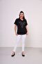 Women's Plus Size Short Sleeve T-Shirt with Stone Print on Front and Sleeve Part - 5