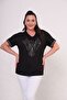 Women's Plus Size Short Sleeve T-Shirt with Stone Print on Front and Sleeve Part - 3