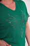 Women's Plus Size Short Sleeve T-Shirt with Stone Print on Front and Sleeve Part - 6
