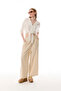 Women's Ecru Linen Blend Striped Cloutte Fit Trousers