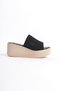 Mosina Wedge Heeled Orthopedic Sole Straw Knitwear Black Women's Slippers - 6