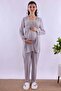 Modest Relaxed Fit Robe Maternity Postpartum Pajama Set Effortt - Gray - 6