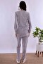 Modest Relaxed Fit Robe Maternity Postpartum Pajama Set Effortt - Gray - 7