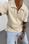 Men's Comfortable Fit Zippered Polo Neck Beige T-Shirt Ke-7010 - 4