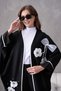 Linen Kimono and Trousers Set - Bow Ribbon, Floral Embroidery and Stone Detail - 4