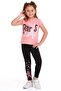 Paris Letter Printed Powder Color Girls' Tights Set - 2