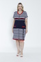 Women Plus Size Short Sleeve Zipper Dress 7343 - 2