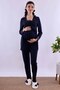 Cotton Maternity Pajama Set with Breastfeeding Feature - Elastic Waist Effortt - Navy Blue - 3