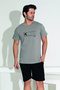Men's Shorts Tshirt Pajama Set 25254 Gray