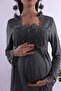 Breastfeeding-Friendly Cotton Maternity Pajama Set - Elastic Waist Effortt - Smoked - 7