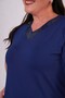 Women's V-Neck Capri Sleeve Stone Printed Comfort Model Blouse - 7