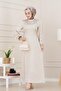 Banu Side Lace-Up Satin Evening Dress-Beige - 2