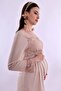 Cotton Maternity and Postpartum Pajama Set with Breastfeeding Feature - Elastic Waist Effortt - Brown - 7