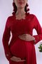 Cotton Maternity Pajama Set with Breastfeeding Feature - Elastic Waist Effortt - Cherry - 8