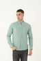 Sage Green Blazer Collar Lycra Linen Cotton Slim Fit Shirt - 2