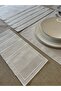 Set of 12 Ecru Color 6 Double Square American Servings/Supla Plates & 6 Double Square Presentation Napkins - 2