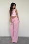 Pink Shirred Waist Wide Leg Fabric Trousers Mg1950 - 4