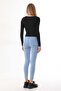Women's Crop Cotton V-Neck T-shirt -Black - 4