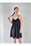 Design Lace-Up Strap Loose Cut Dress Women Black - 3