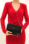 Black Glass Stone Women's Portfolio Clutch Evening Dress Bag - 3