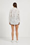 Women's Bow Patterned Long Sleeve Loose White Shirt - 4