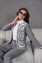 Women's White Embroidered Pearl and Stone Detailed Linen Jacket and Trousers Set - 4