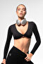 GalacticAura LongSleeve Crop Top Inkfall أسود