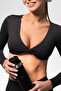 GalacticAura LongSleeve Crop Top Inkfall أسود - 3