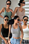 Women's 5 Pack Camisole Fabric Wide Strap Blouse Black White Gray Beige Green