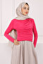 Fuchsia Turtleneck Draped Sandy Blouse - 3