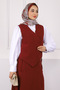 Burgundy Vest Skirt Suit - 4