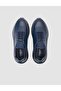 100% Genuine Leather Navy Blue Lace-Up Men's Casual Shoes - 4