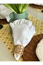 Pearl White Ruffled Napkin 6 Pieces Stain-Resistant Fabric Velvet Textured